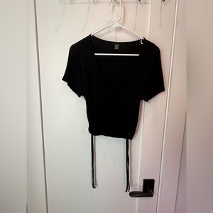 SHEIN black short sleeve top with tie sides